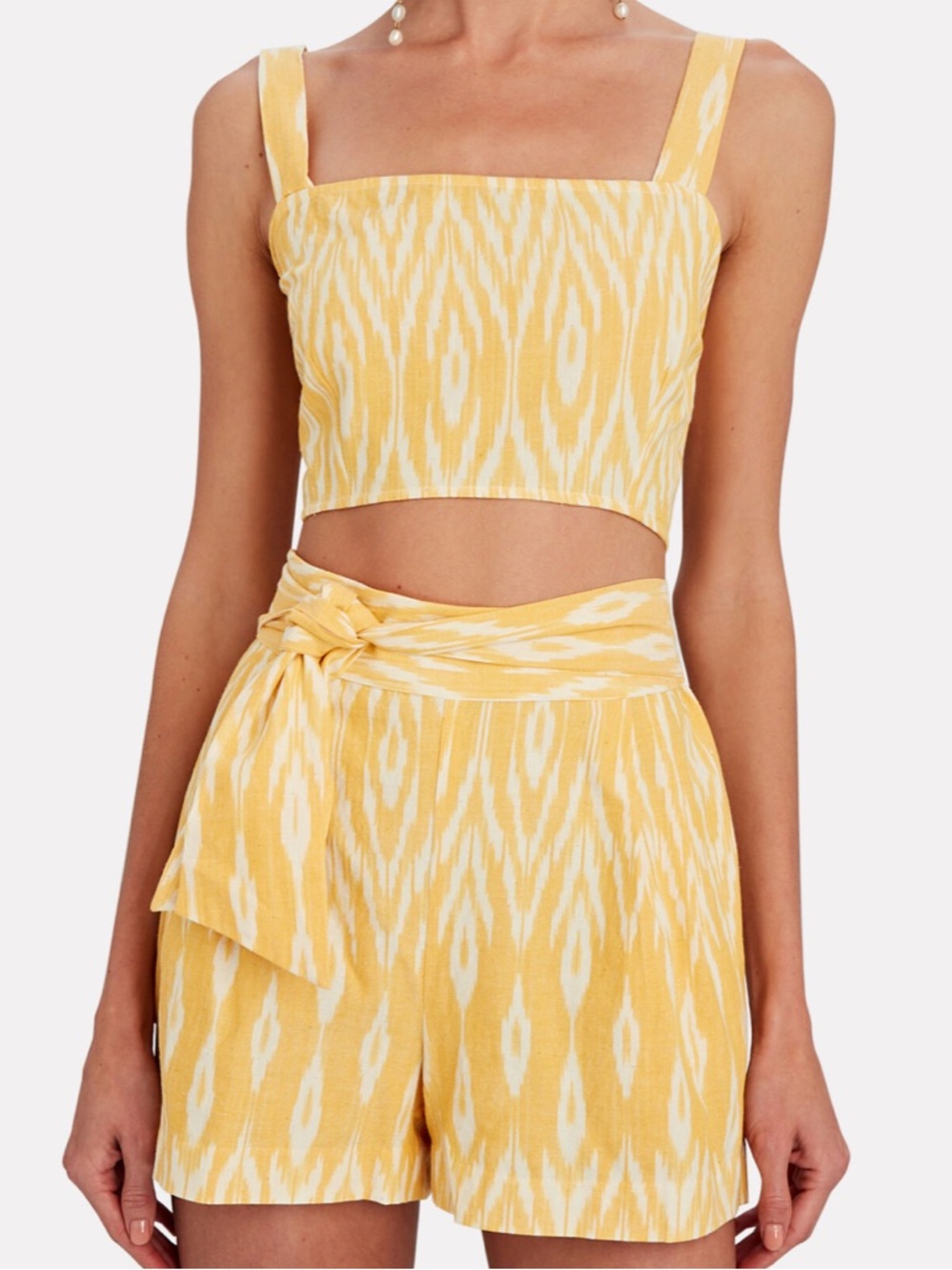 saylor eliah ikat 100% cotton top and shorts set in yellow